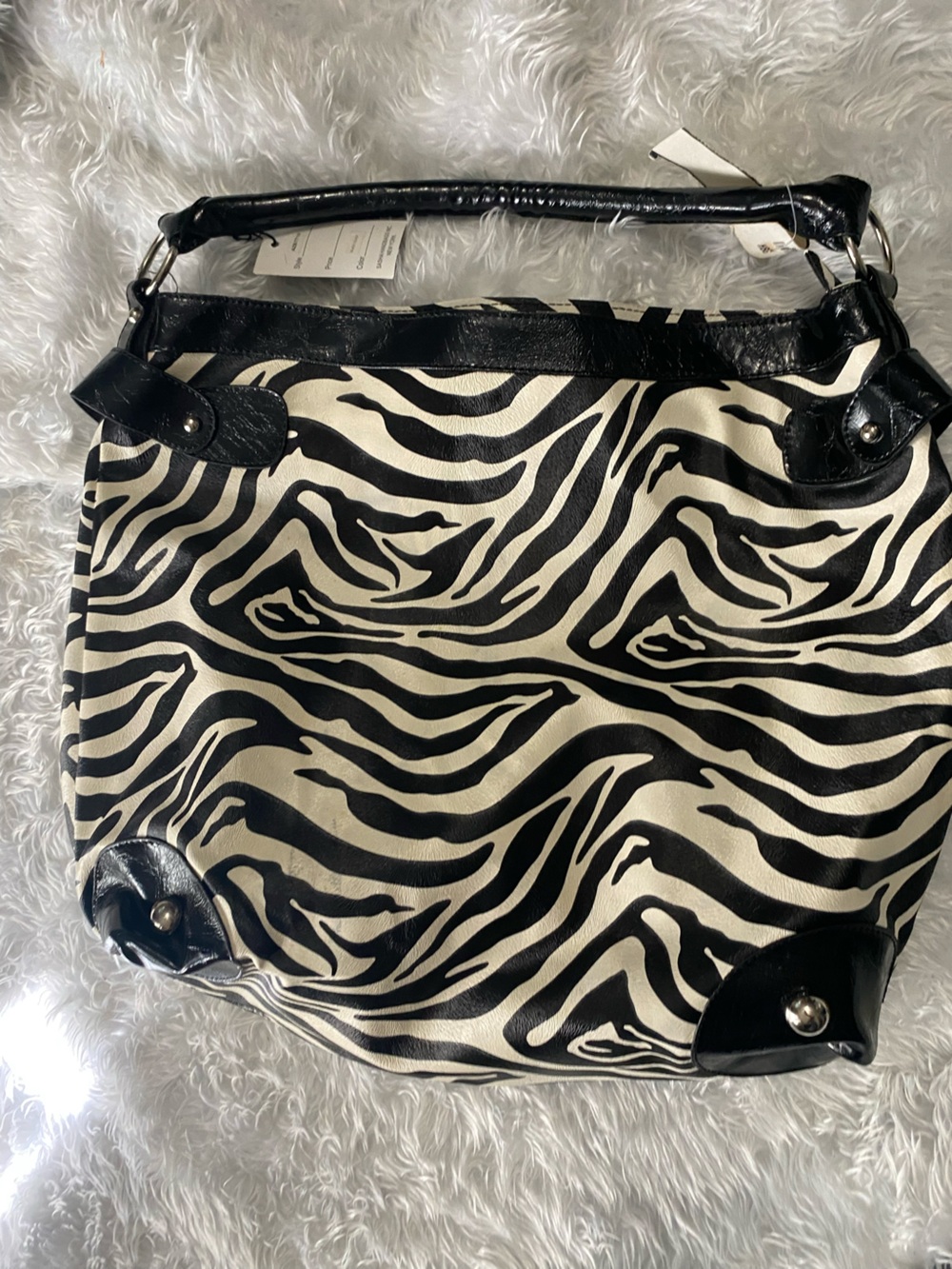 Zebra Print Black and White Shoulder leather Bag